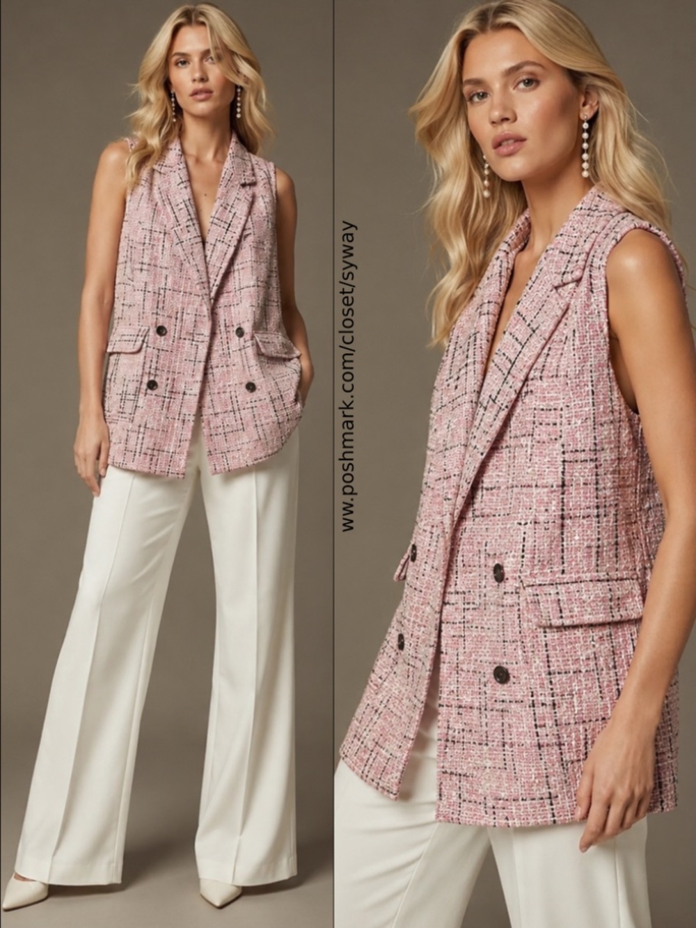 NWT Anthropologie Maeve Tweed Vest Blush Pink - Picture 1 of 11